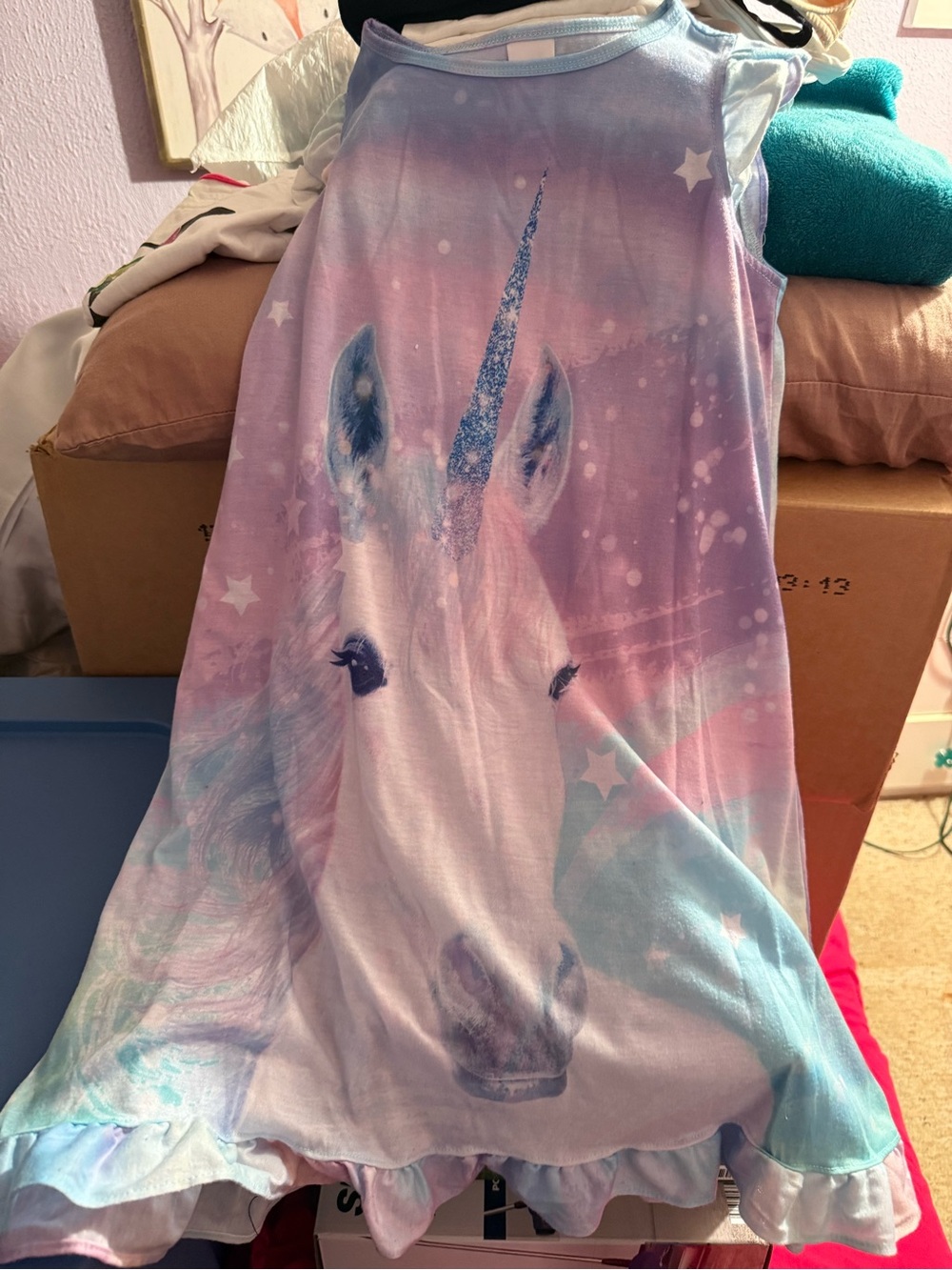 The Children's Place Girls' Unicorn Nightgown - Pastel Pink, Blue & Purple